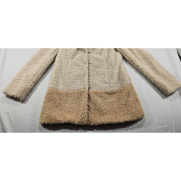Anthropologie Elevenses Fira Sherpa Coat Shaggy Beige Fairy Grunge Boho Size M - Picture 7 of 16